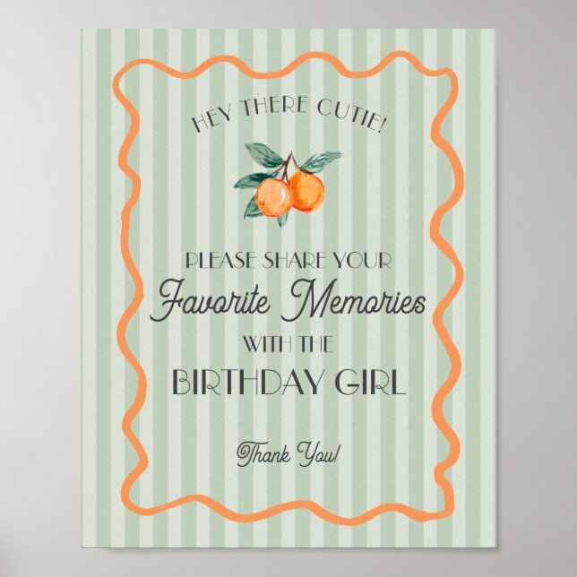 Affiche Petit Citron Mignon Vert Souvenir Préféré Annivers (Devant)