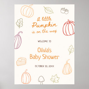 Affiche Petit Citrouille Automne Doodle Baby shower Bienve