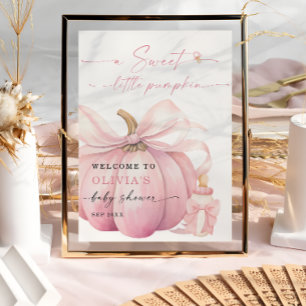 Affiche Petit Citrouille Baby shower rose doux Accueil