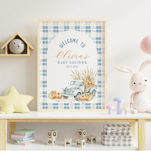 Affiche Petit Citrouille bleu Baby shower de camionnette B