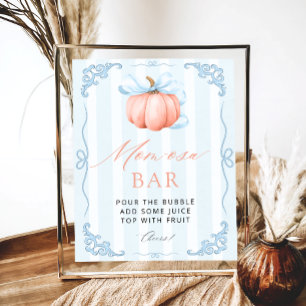 Affiche Petit Citrouille Blue Bow Baby shower Maman-osa Ba