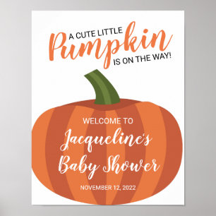 Affiche Petit Citrouille En Chemin Baby shower Automne Acc