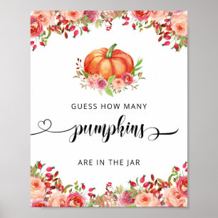 Affiche Petit Citrouille Floral Devine Combien de Citrouil