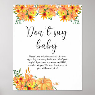 Affiche Petit citrouille floral Ne pas dire bébé