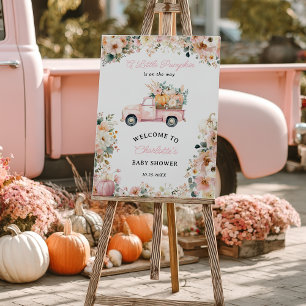 Affiche Petit Citrouille Pink Truck Automne Baby shower fl