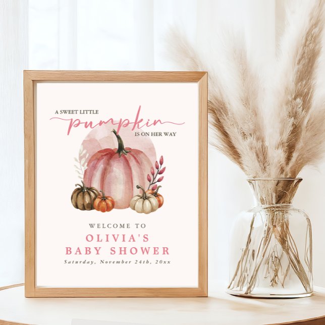 Affiche Petit Citrouille rose doux Baby shower de fille Bi (Créateur téléchargé)