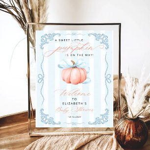 Affiche Petit Citrouille Sur Le Chemin Bow Baby shower Bie