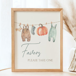 Affiche Petit Citrouille Vêtements d'automne Baby shower g