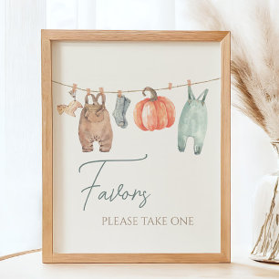 Affiche Petit Citrouille Vêtements d'automne Baby shower g