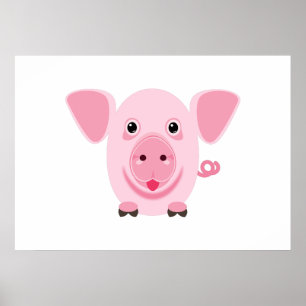 Affiche Petit cochon rose heureux mignon