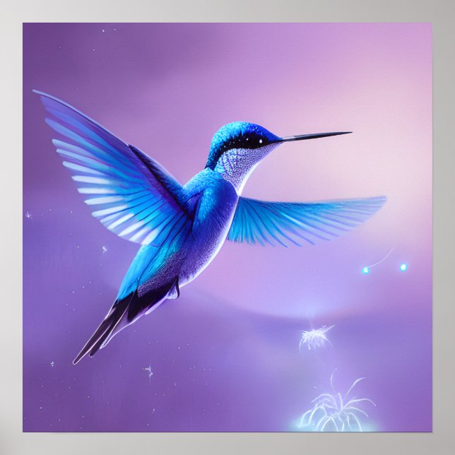 Affiche Petit colibri bleu (Devant)
