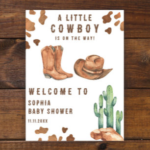 Affiche Petit cow-boy en route Bienvenue à la baby shower