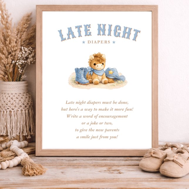 Affiche Petit Cowboy Bleu Baby Shower Couches de Nuit (Créateur téléchargé)