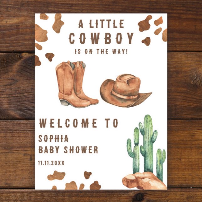Affiche Petit Cowboy en route baby shower d'accueil (Créateur téléchargé)