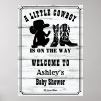 Petit cowboy rustique baby shower noir et blanc