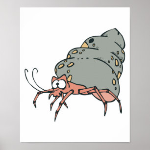 Affiche petit crabe à herbe mignonne
