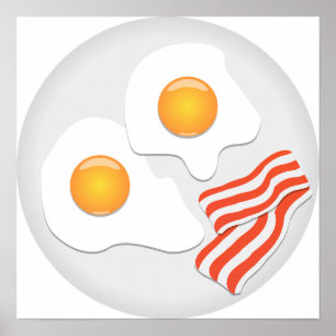 Affiche Petit déjeuner aux œufs frits et au bacon