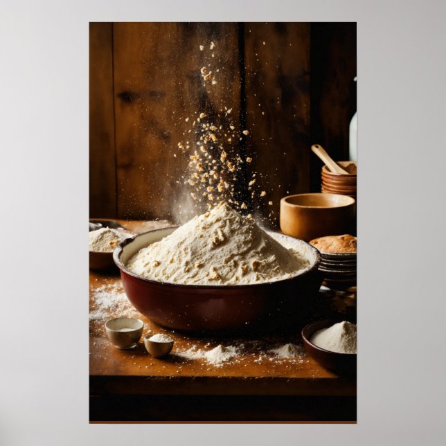 Affiche Petit déjeuner classique avec toast beurré et oran (Devant)