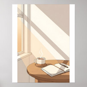Affiche Petit déjeuner cosy au café près de la fenêtre à l