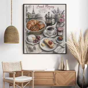 Affiche Petit déjeuner matin français à Paris