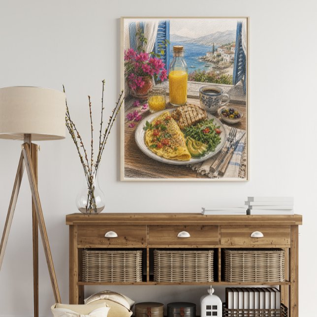 Affiche Petit déjeuner Omelette Méditerranéenne au bord de (Créateur téléchargé)