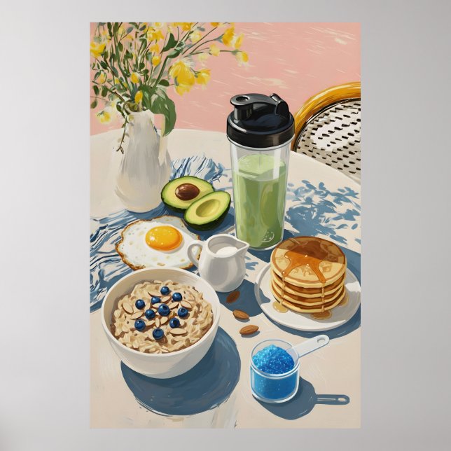 Affiche Petit déjeuner sain gym Nourriture Cuisine Pancake (Devant)