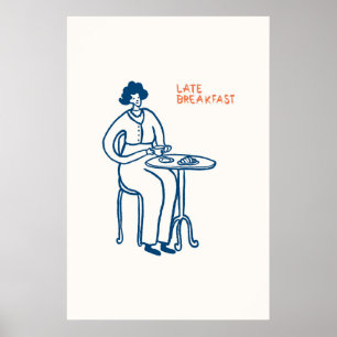 Affiche Petit-déjeuner tardif Woman Coffee Cup Imprimer Ca