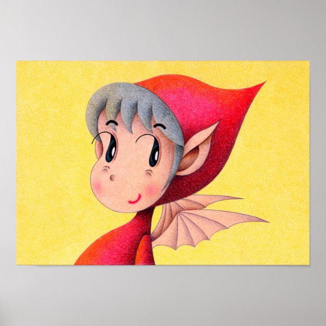 Affiche Petit diable rouge vif. (Devant)