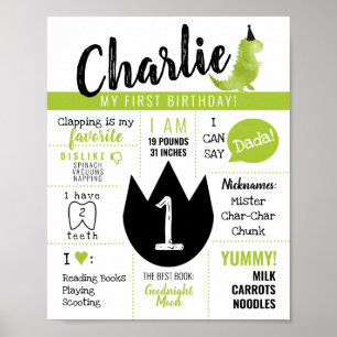 Affiche Petit Dino Dinosaur Thème Stomp et Chomp Green