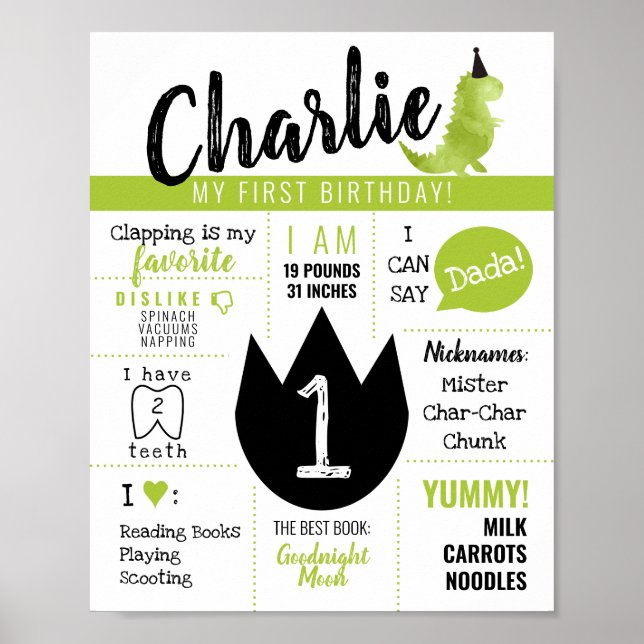 Affiche Petit Dino Dinosaur Thème Stomp et Chomp Green (Devant)