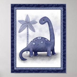Affiche Petit dinosaure rugissant - Art de nurserie Brachi