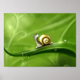 Affiche Petit Escargot de dessin en pluie