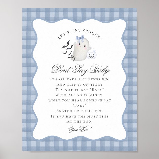 Affiche Petit Fantôme Bleu Pastel Ne Dis Pas Bébé Jeu (Devant)