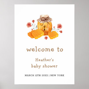 Affiche Petit Fleur sauvage Honey Bee Baby shower Bienvenu