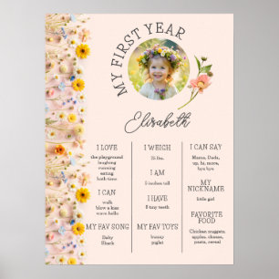 Affiche Petit Fleur sauvage Première année Premier anniver