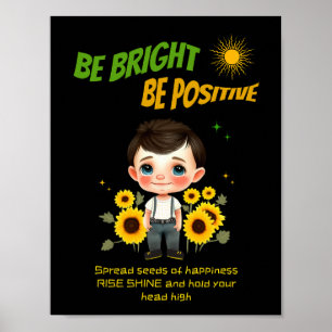 Affiche Petit garçon avec des tournesols