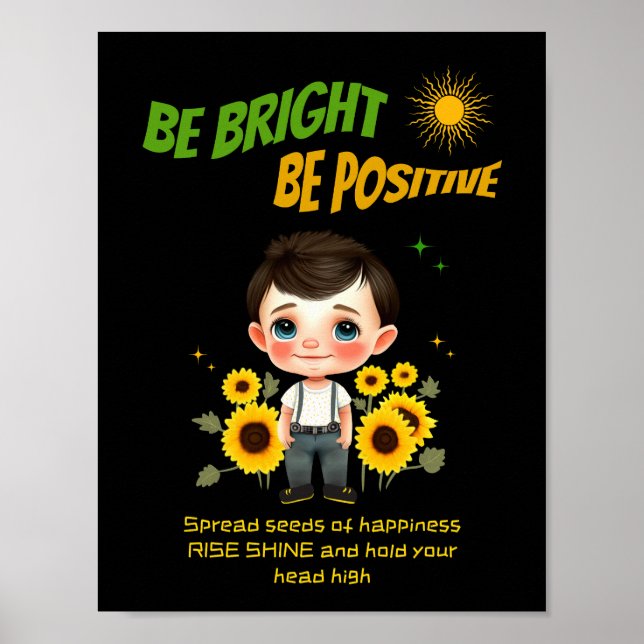 Affiche Petit garçon avec des tournesols (Devant)