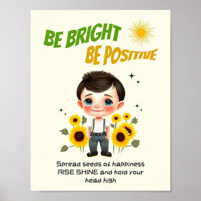 Affiche Petit garçon avec des tournesols (Devant)