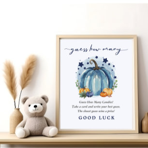Affiche Petit Garçon Citrouille Jeu de Baby Shower Devinez