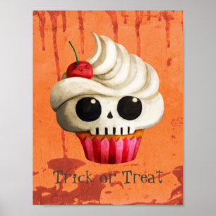 Affiche Petit gâteau mortel de crâne de Halloween