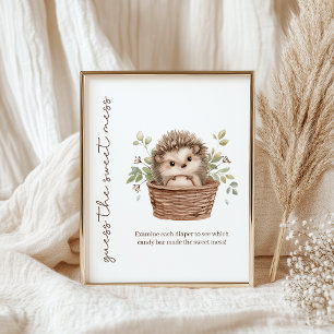 Affiche Petit hérisson doux désordre couche bébé Shower je