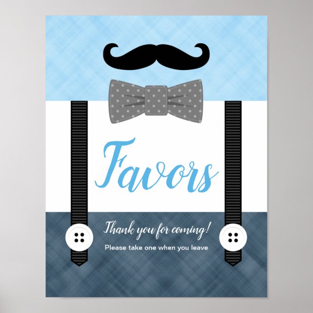Affiche Petit homme bleu marine garçon baby shower faveurs (Devant)