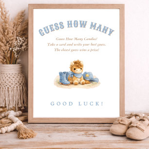 Affiche Petit jeu de devinette pour Baby Shower Cow-Boy