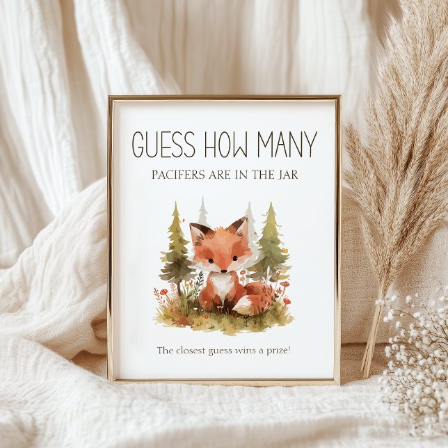 Affiche Petit jeu de devinette pour baby shower Little Fox (Créateur téléchargé)