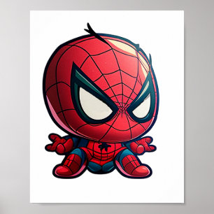 Affiche petit joli super-héros arachnide caricature de sty