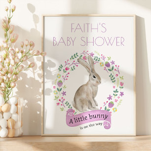 Affiche Petit lapin Baby shower de printemps personnalisé