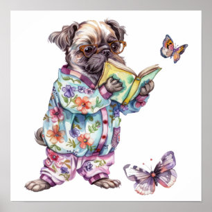 Affiche Petit livre de lecture carlin adorable