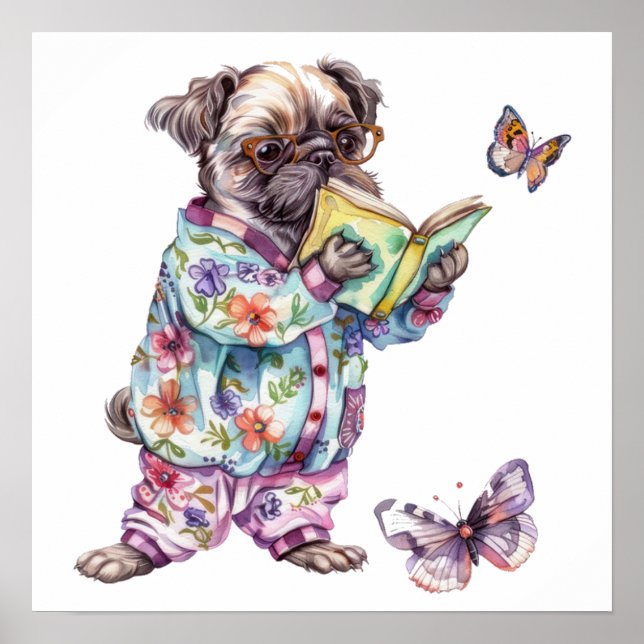 Affiche Petit livre de lecture carlin adorable (Devant)