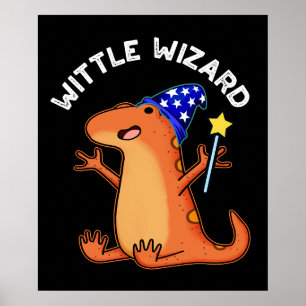 Affiche Petit Magicien Drôle de Lézard Pun Fond Sombre