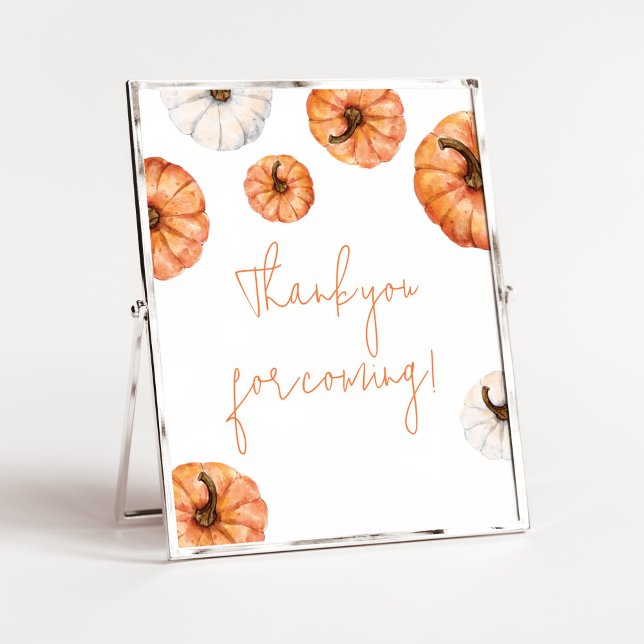 Affiche Petit Merci minimaliste Citrouille pour venir (Minimalist Pumpkin Baby Shower Thank you for Coming Sign)